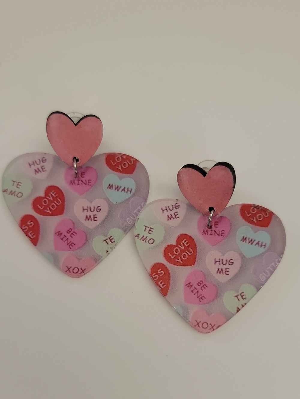 Fashion Jewelry Pink and Red Heart Drop Earrings